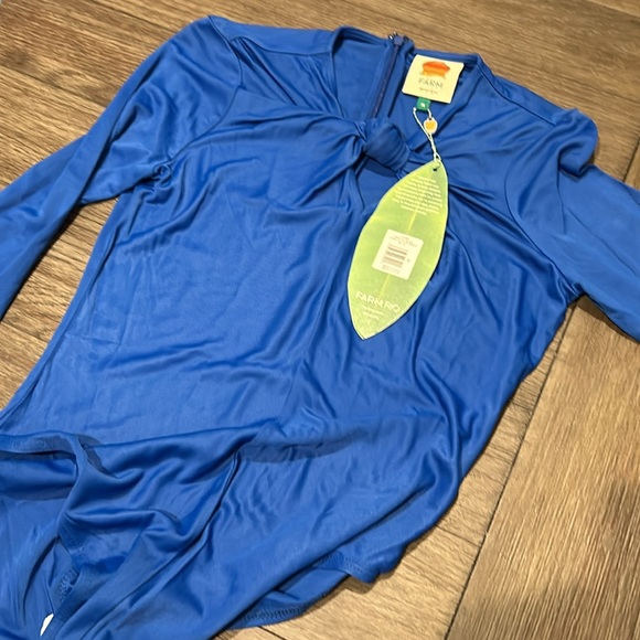 FARM Rio Bright Blue Long Sleeve Bodysuit size M - Picture 4 of 7